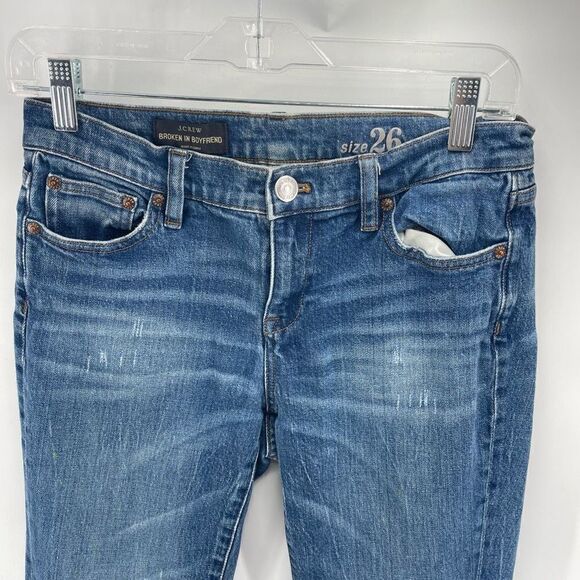 J Crew Womens Broken In Boyfriend Jeans 5 Pocket Medium Wash Denim Blue Size 26 - Picture 3 of 12